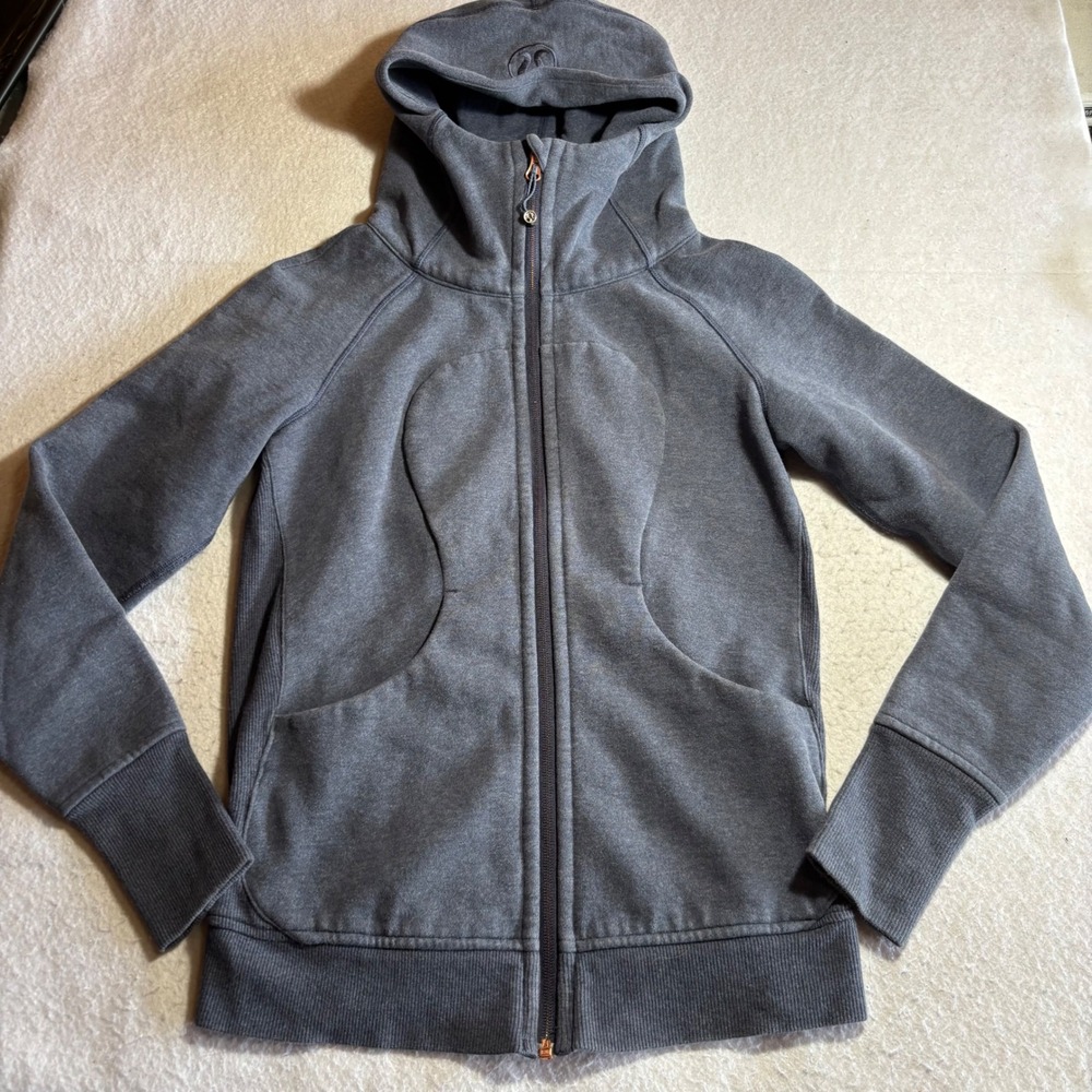 Lululemon Athletica Blue Full Zip Scuba Jacket Hooded Athletic Yoga Women Size 6